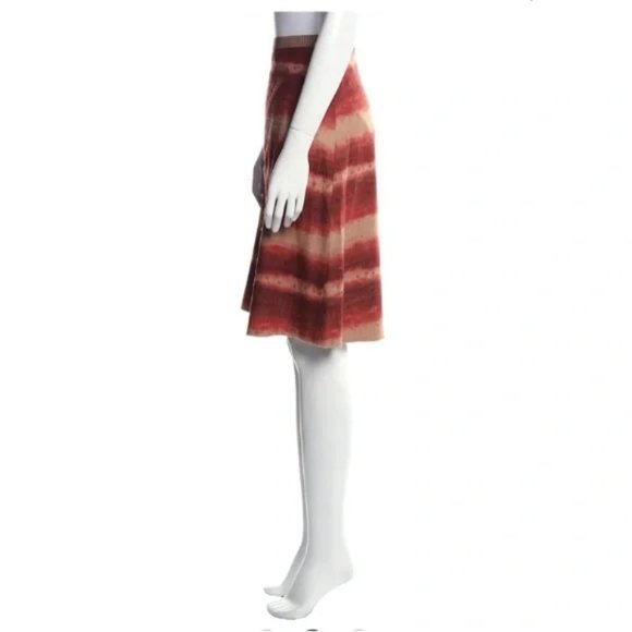 Prada Silk Knee Length Skirt in Burnt Orange and Brown - Picture 3 of 7